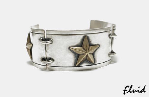 [fluid] star bangle chain bracelelt (brass combi)