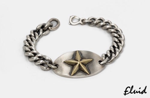 [fluid] star ID bracelet brass combi (oval)
